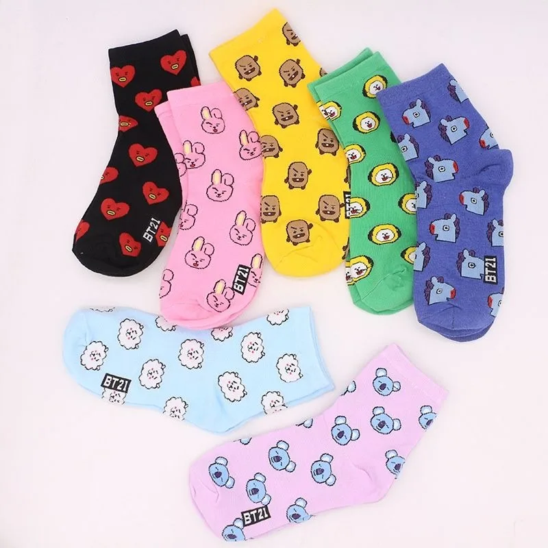 Tippet Line - Kawaii BT21 Karikatür Çorap Sevimli Orta