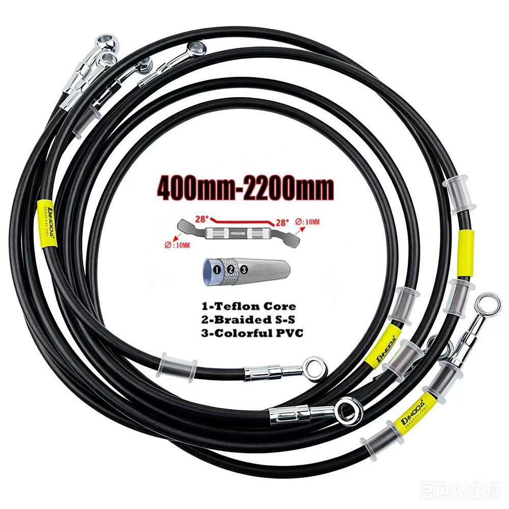 Braided Line - 400-2200mm Motosiklet Hidrolik Fren Hortumu Hattı